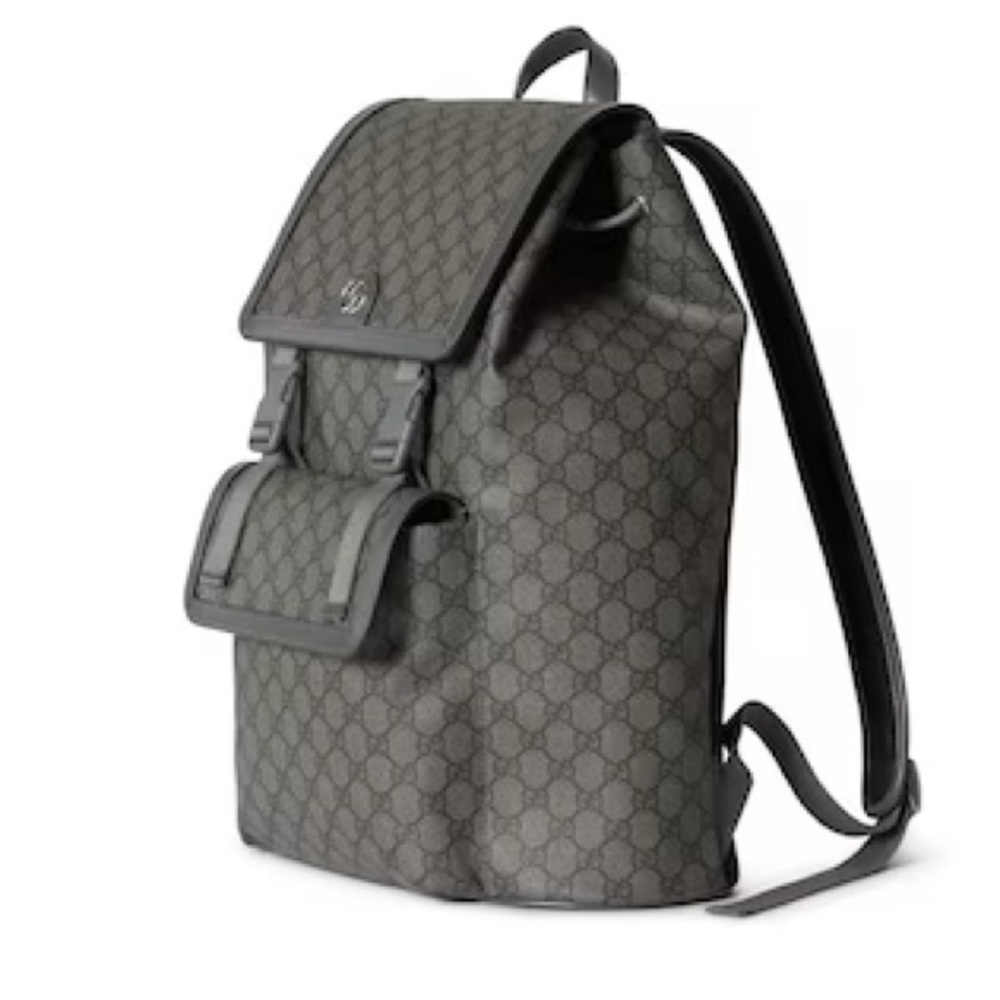 Gucci Gray Quilted Backpack with Iconic GG Pattern
